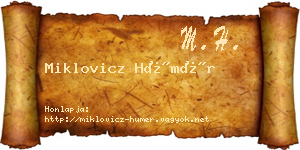 Miklovicz Hümér névjegykártya